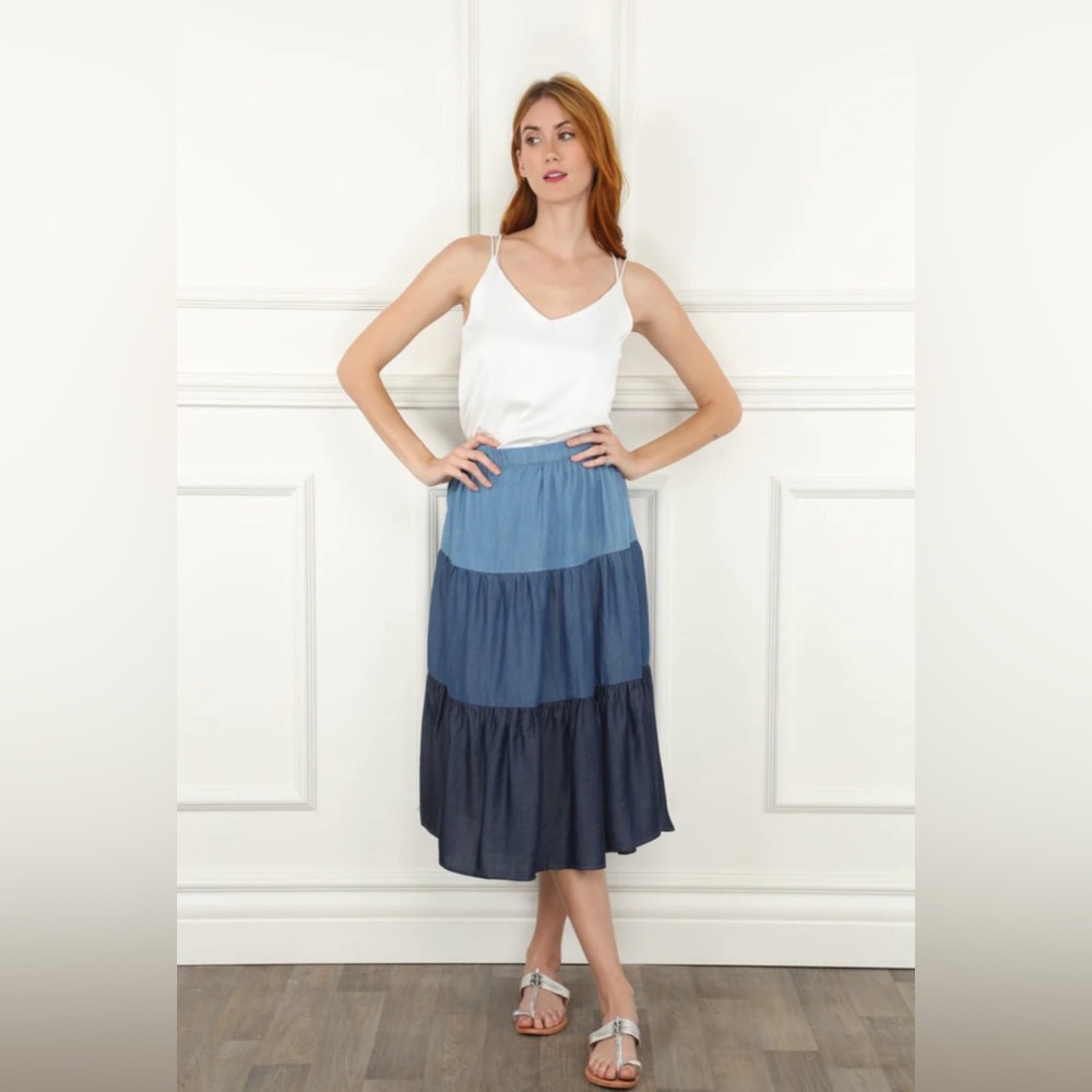 Zero Degrees Celsius Three Tone Denim Skirt, Size S